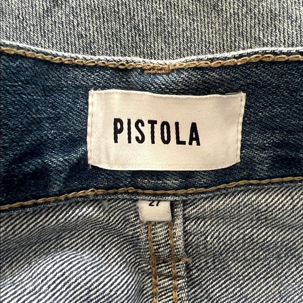 Pistola Cassie Distressed High Rise Straight Leg Jean Button Fly Size 27 - Picture 8 of 9